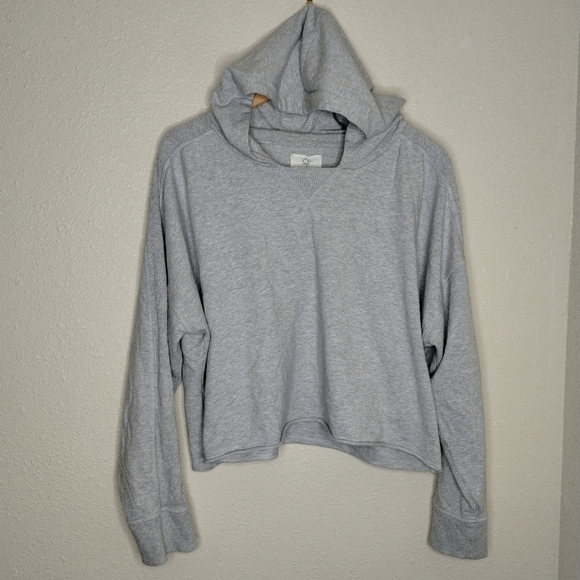Offline by Aerie Grey Cropped Pullover Hoodie Size Large - Picture 1 of 8